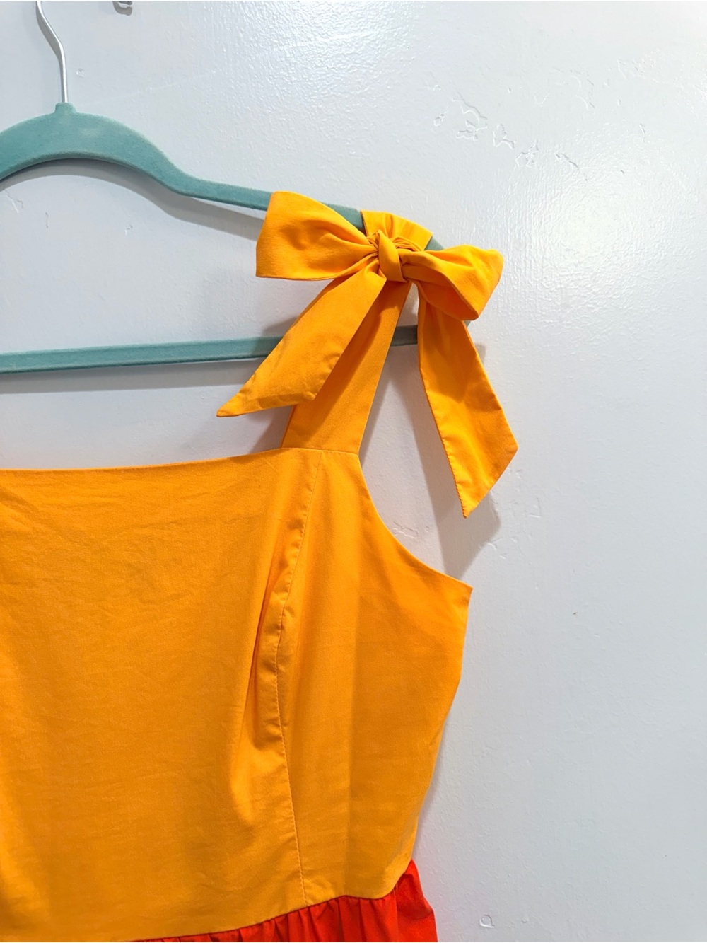 Marc New York Colorblock Tiered Midi Dress Sunset Yellow Orange Pink Bows M - Picture 4 of 14